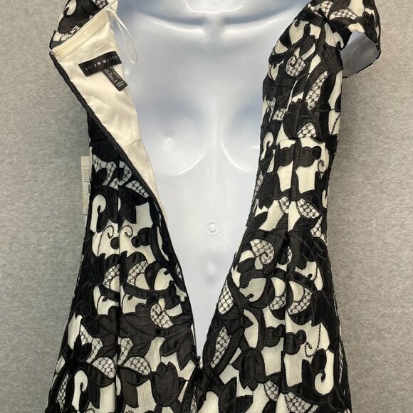 Aidan Mattox Cocktail Dress Womens 4 Black Embroidered Overlay Off Shoulder HOCO - Picture 9 of 16
